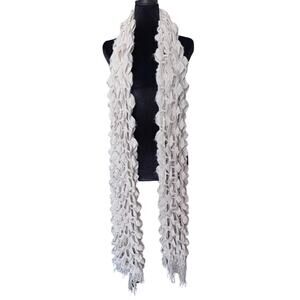 Forever 21 Oversized Scalloped Bubble Knit Scarf Cream Boho Whimsigoth One Size